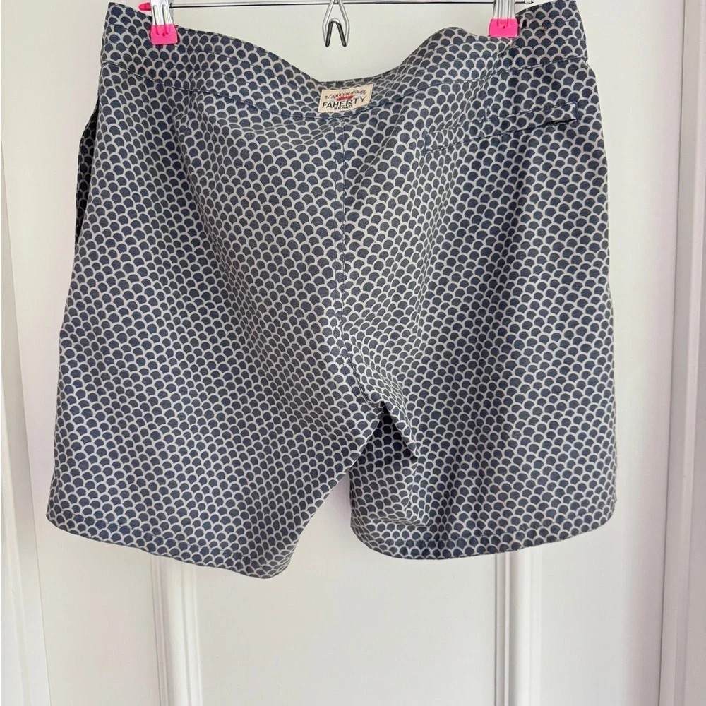 Faherty Classic Boardshort Mens 32 Blue Fish Scale All Over Print